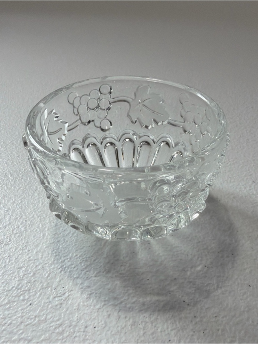 Original Walther Kristallglas Small Serving Bowl W/ Grape & Leaf Design